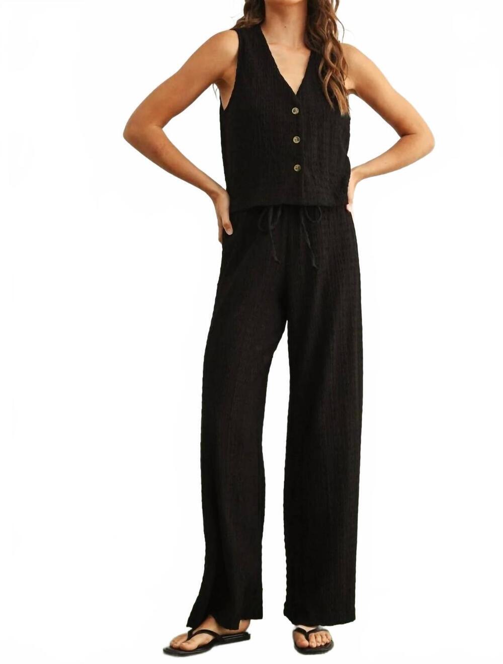 NEW MIOU MUSE textured lightweight crinkled texture waistcoat in coal